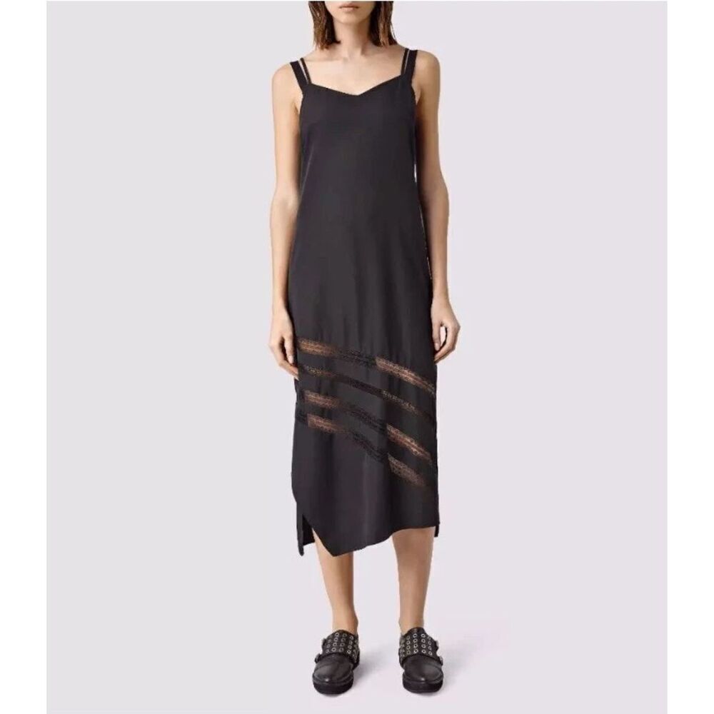 NWT AllSaints Womens Black Emeline Dress Size 0